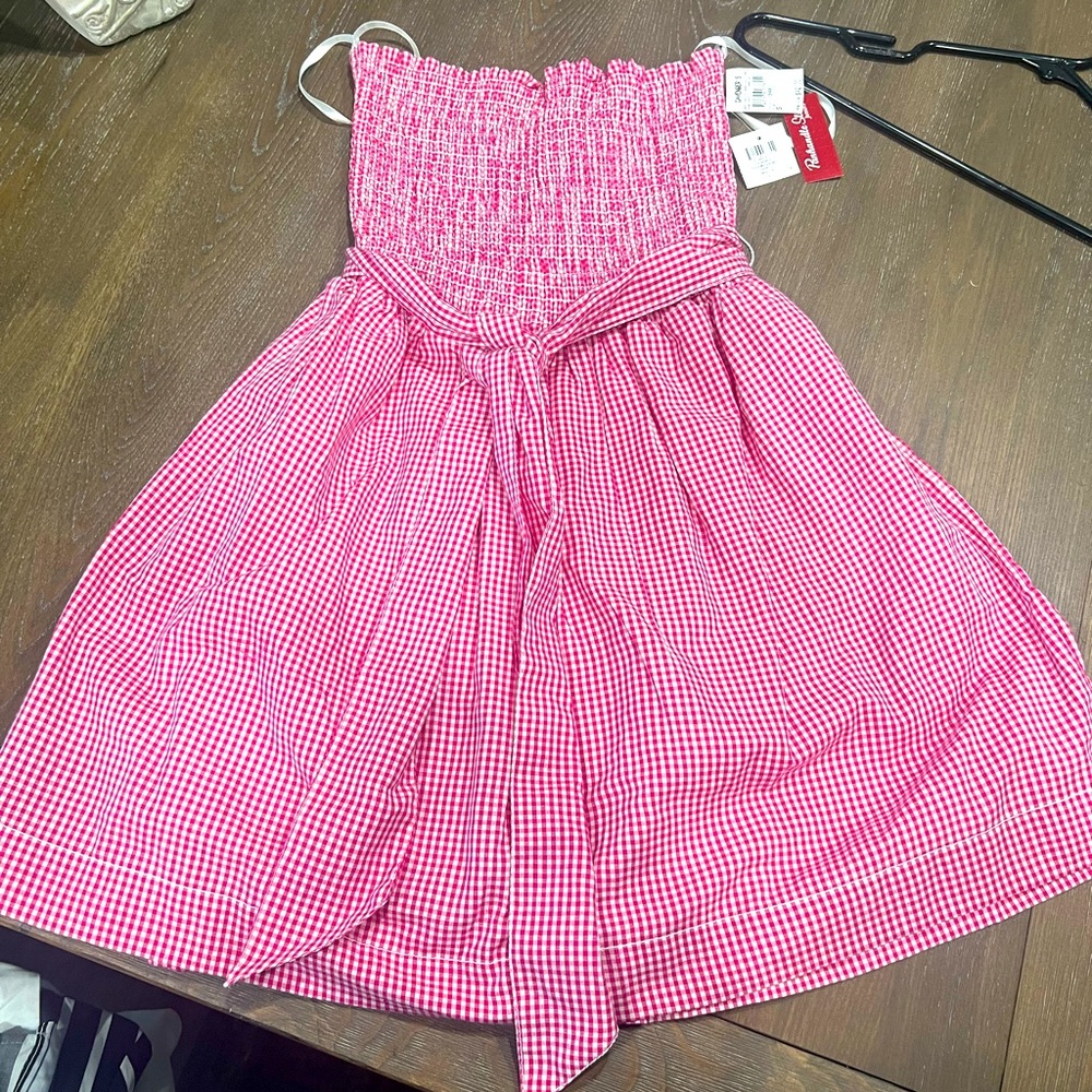 NWT plaid hot pink smocked sundress